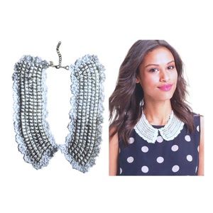 $48 Nordstrom Shimmering Gold Chain Ivory Crochet Collar Necklace Lobster Clasp